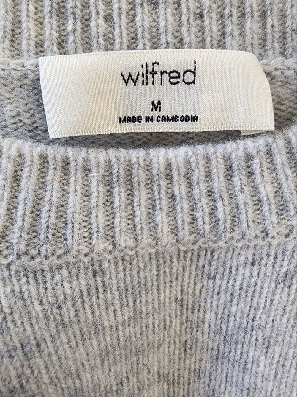 Wilfred Aritzia Cherub Gray Wool Cashmere Short Sleeve Knit Top Size M - Picture 3 of 15